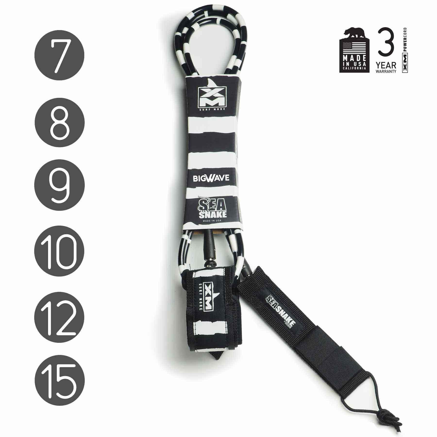 XM SURFBOARD LEASH SEA SNAKE BIG WAVE .313in