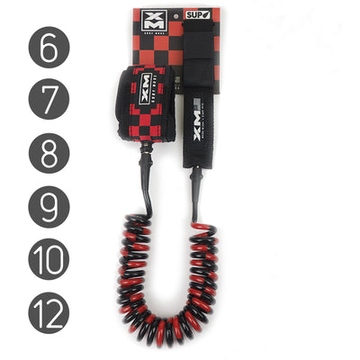 XM STAND-UP PADDLE (SUP) LEASH / CHECKERED / COIL / BIG WAVE (.313in) - XM | SURF MORE