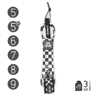 XM SURFBOARD LEASH / CHECKERED / COMP (.220in) - XM | SURF MORE